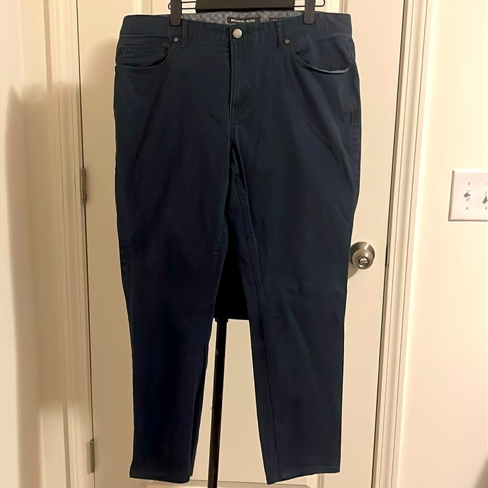 Men’s Michael Kors Parker Slim Fit Navy Stretch Pants Size 34/30